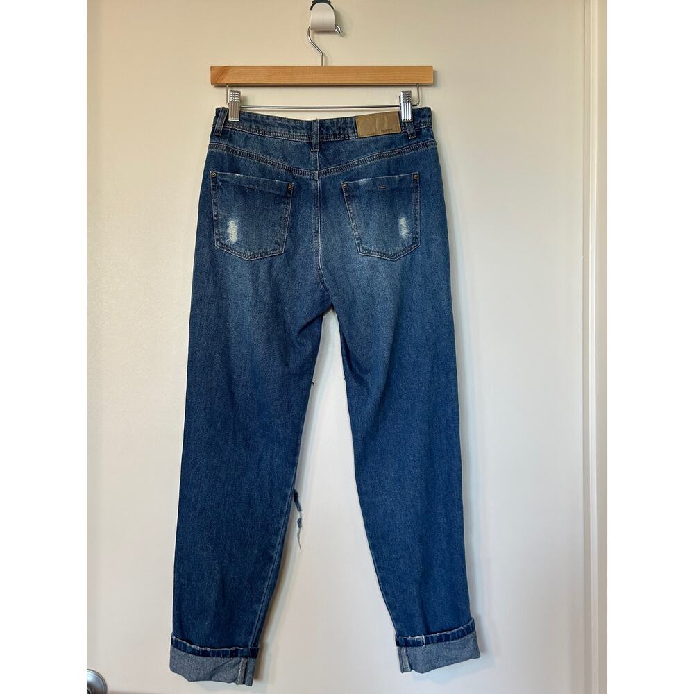 Studio F Linea Jeans Size 2 Ripped High Rise Baggy Boyfriend Medium Washed Denim - Picture 2 of 9